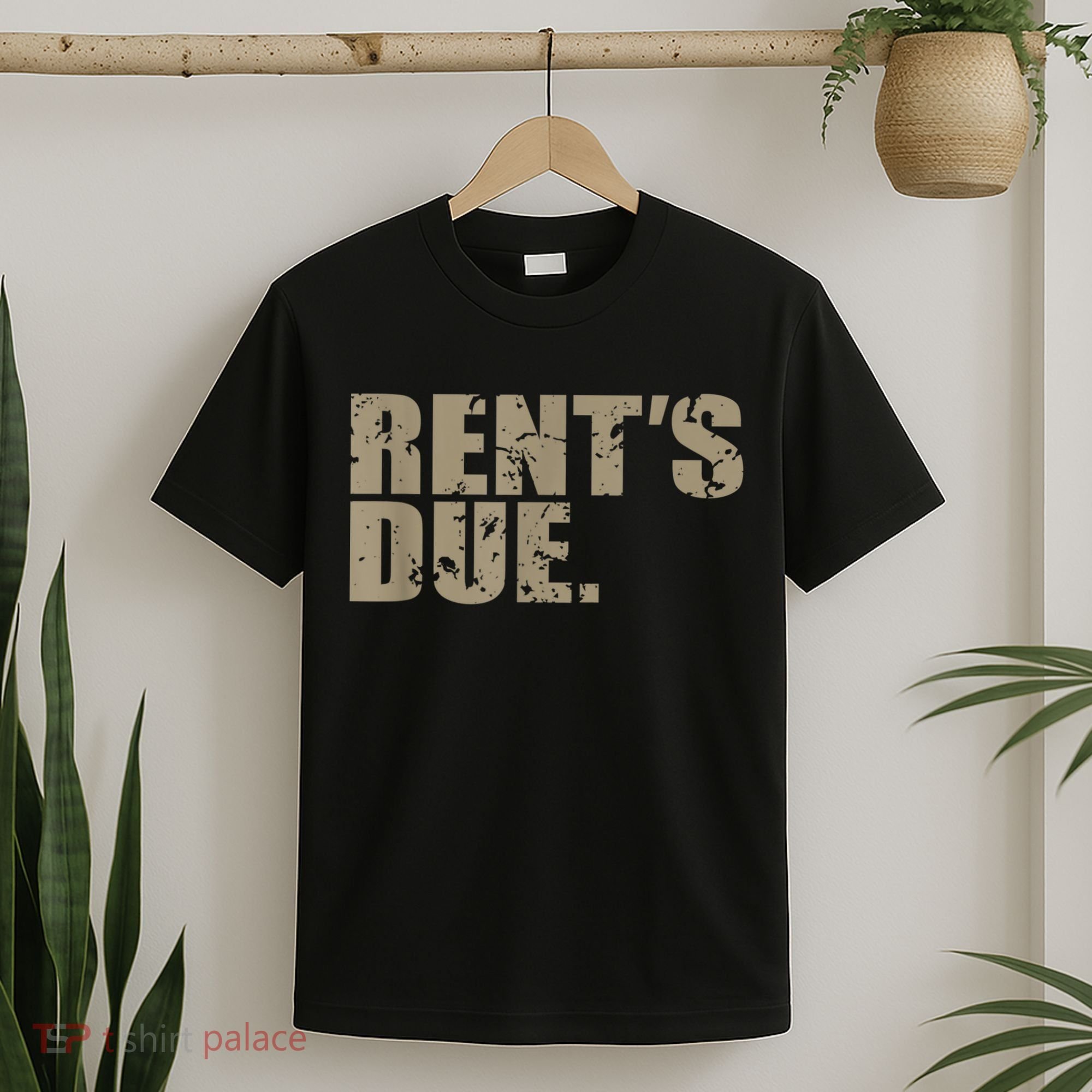 Rent's Due Work Hard Bodybuilder Weightlifting Distressed T-Shirt