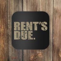 Rent's Due Work Hard Bodybuilder Weightlifting Distressed Coaster thumb 0