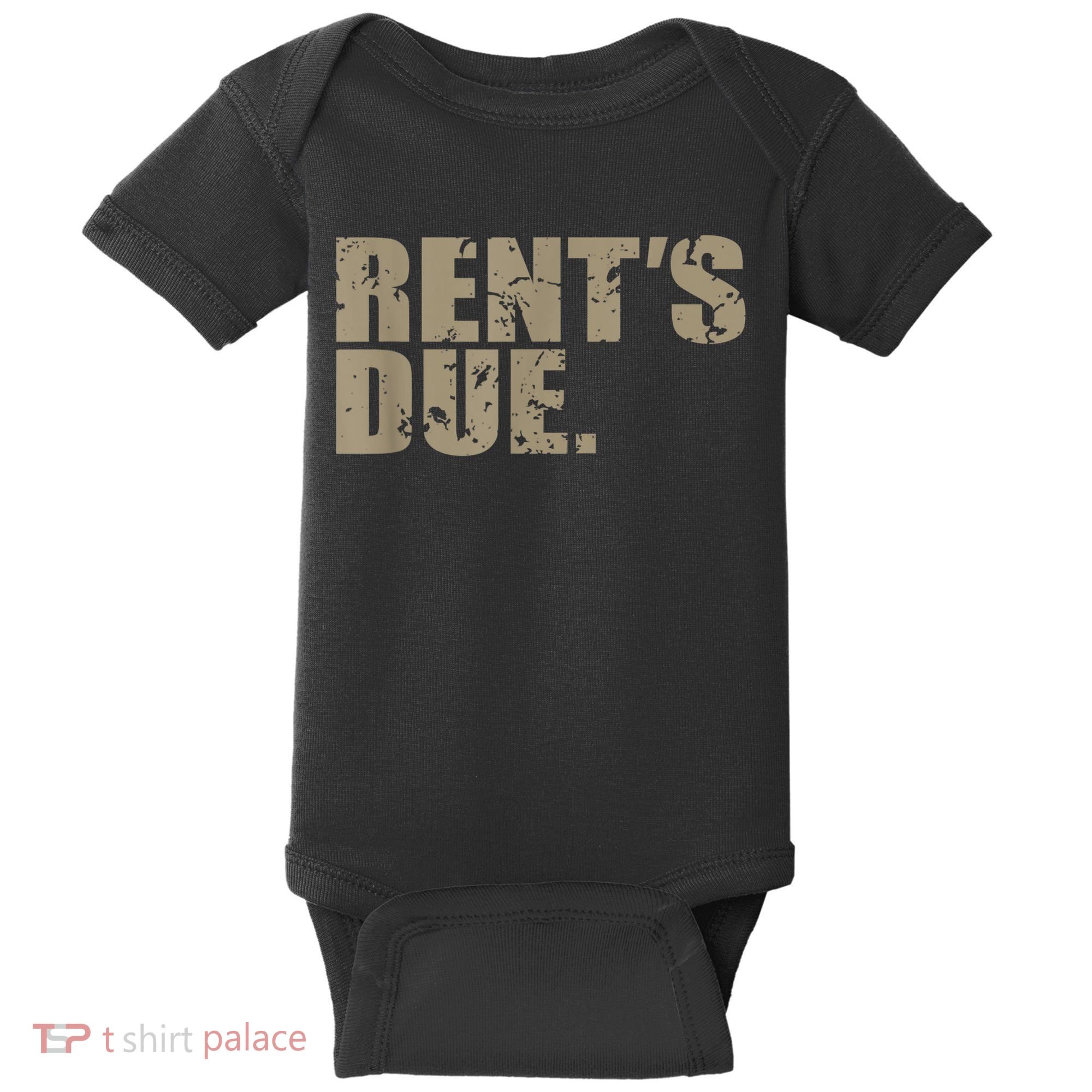 Rent's Due Work Hard Bodybuilder Weightlifting Distressed Baby Bodysuit