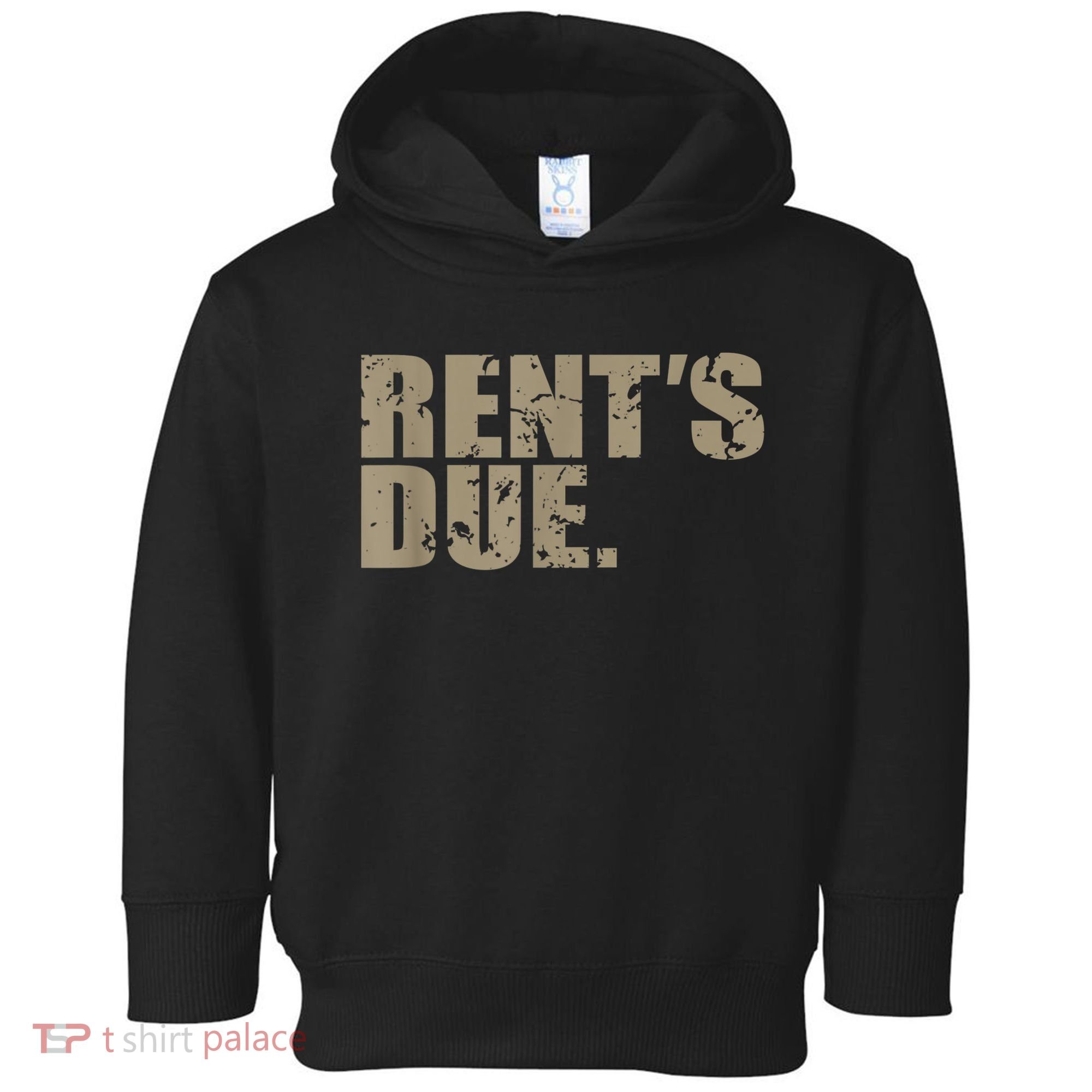Rent's Due Work Hard Bodybuilder Weightlifting Distressed Toddler Hoodie