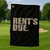 Rent's Due Work Hard Bodybuilder Weightlifting Distressed Golf Towel thumb 1