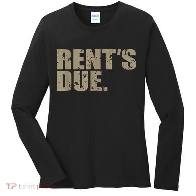 Rent's Due Work Hard Bodybuilder Weightlifting Distressed Women's Long Sleeve Shirt