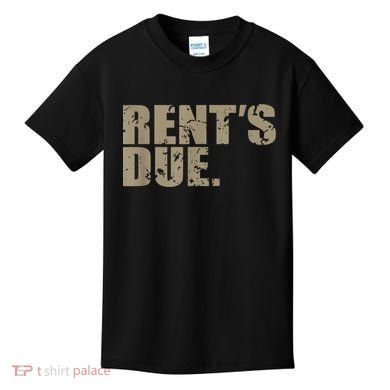 Rent's Due Work Hard Bodybuilder Weightlifting Distressed Kids T-Shirt