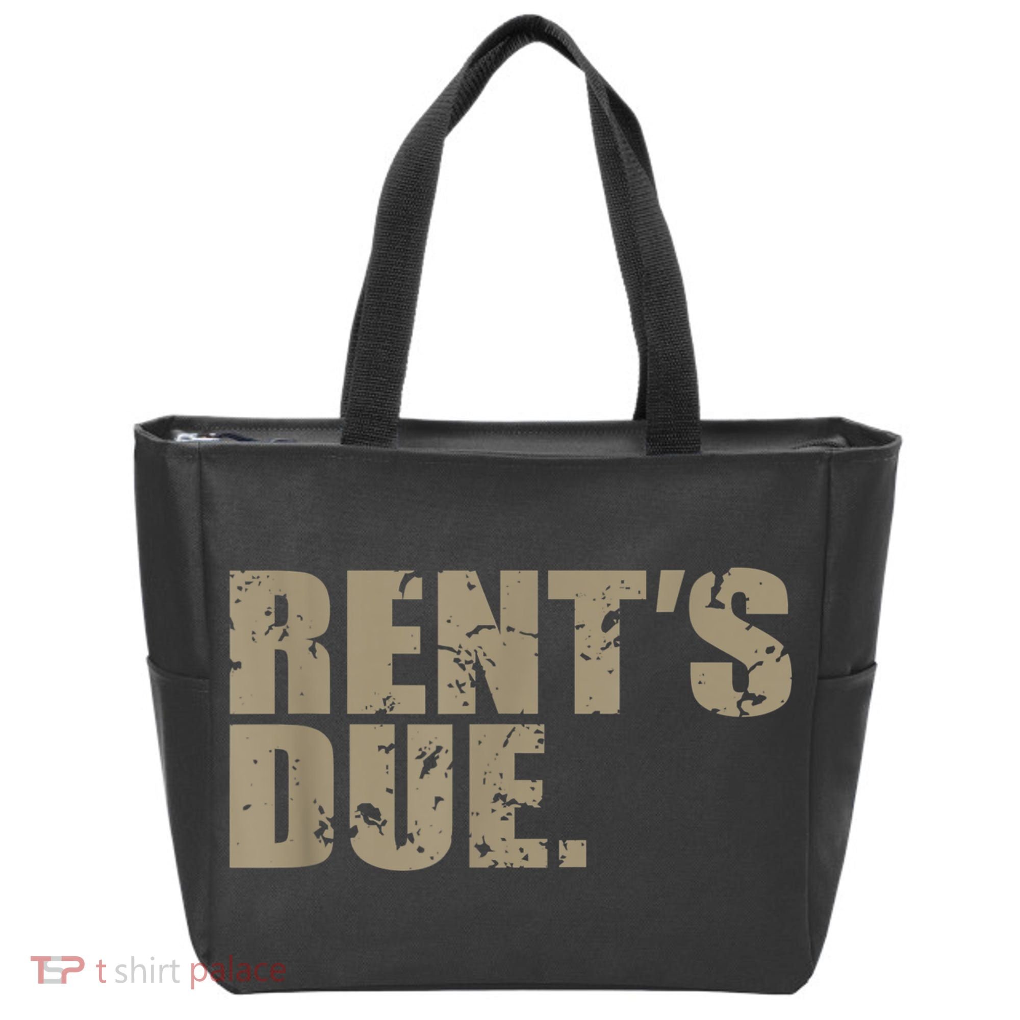 Rent's Due Work Hard Bodybuilder Weightlifting Distressed Tote Bag