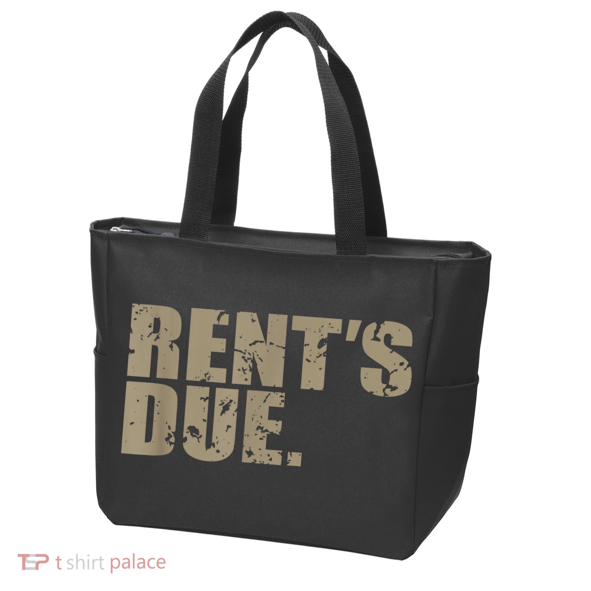 Rent's Due Work Hard Bodybuilder Weightlifting Distressed Tote Bag