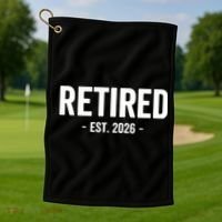 Retired Est 2026 Retirement Gift Golf Towel thumb 1