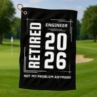 Retired Engineer 2026 Not My Problem Anymore Golf Towel thumb 1