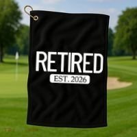 Retired Est. 2026 Work Retirement Gift Golf Towel thumb 1