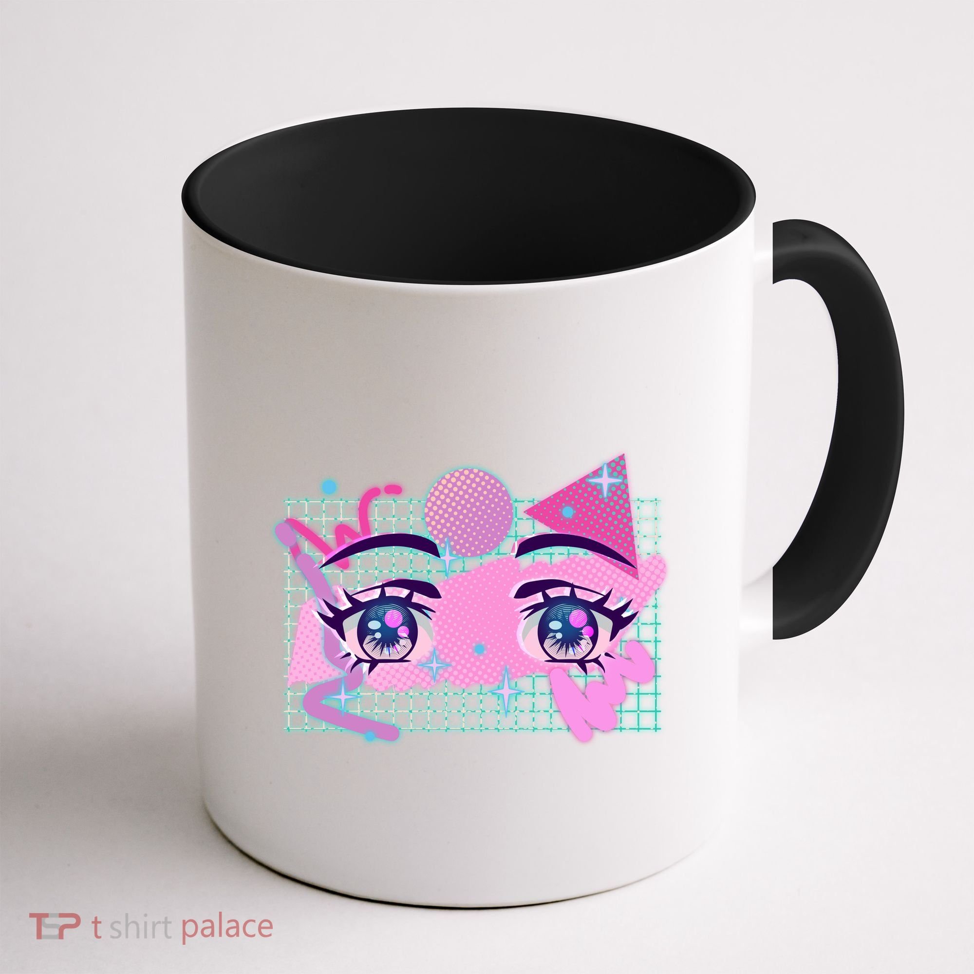 Retro Eighties 80's Pop Art Kawaii Anime Eyes Coffee Mug