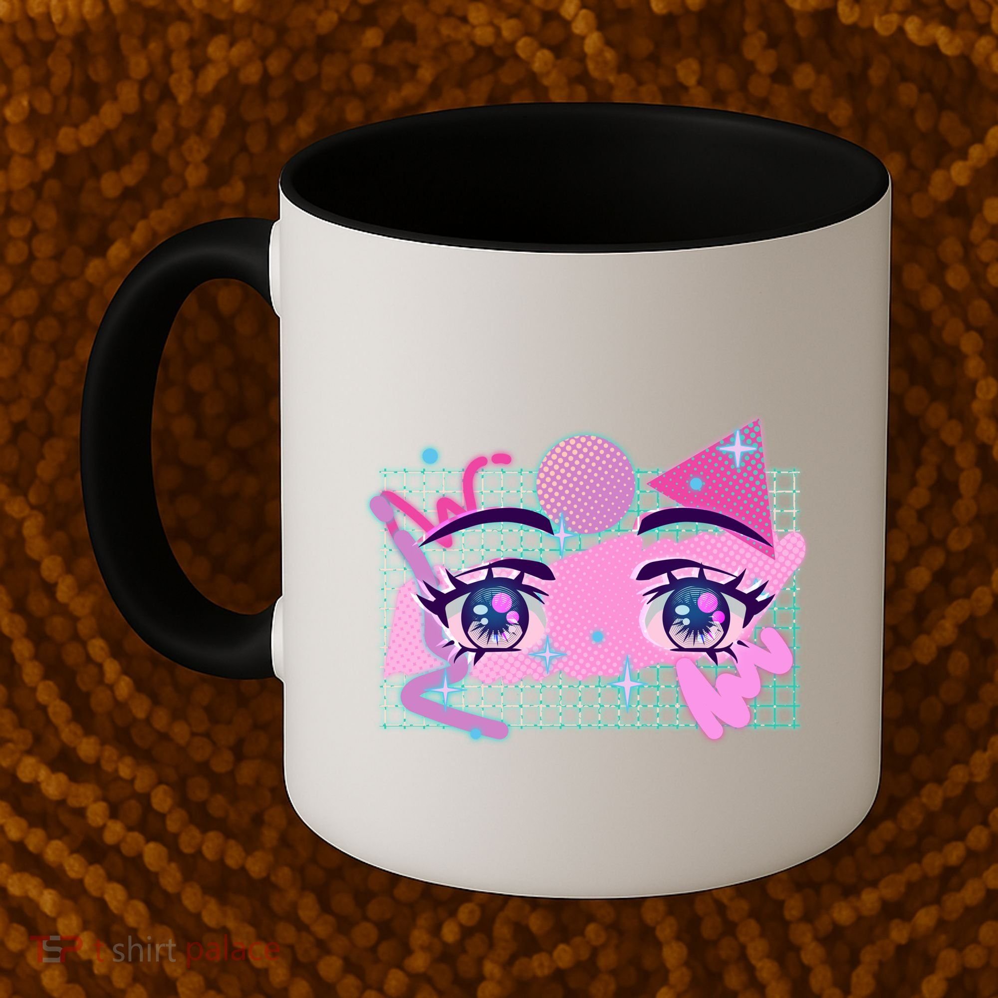 Retro Eighties 80's Pop Art Kawaii Anime Eyes Coffee Mug