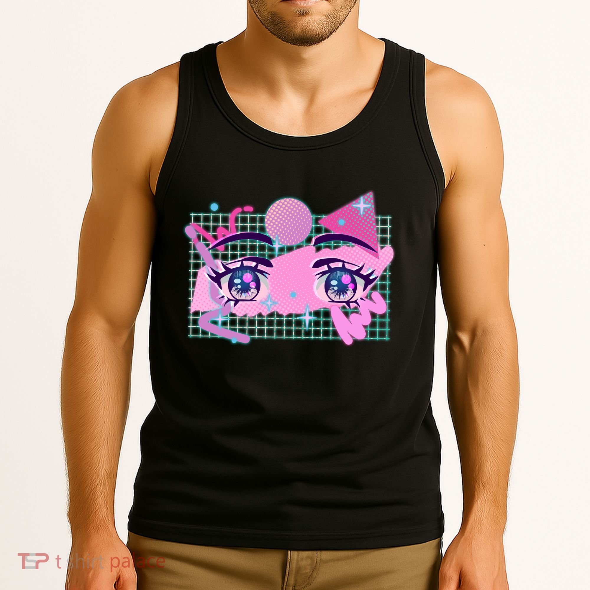 Retro Eighties 80's Pop Art Kawaii Anime Eyes Tank Top