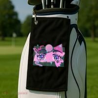 Retro Eighties 80's Pop Art Kawaii Anime Eyes Golf Towel thumb 2