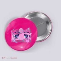 Retro Eighties 80's Pop Art Kawaii Anime Eyes Button thumb 0