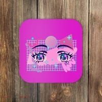 Retro Eighties 80's Pop Art Kawaii Anime Eyes Coaster thumb 0