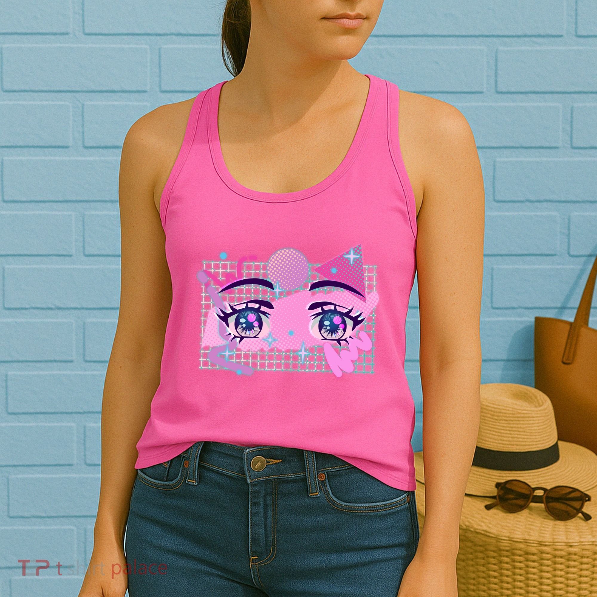 Retro Eighties 80's Pop Art Kawaii Anime Eyes Women's Tank Top
