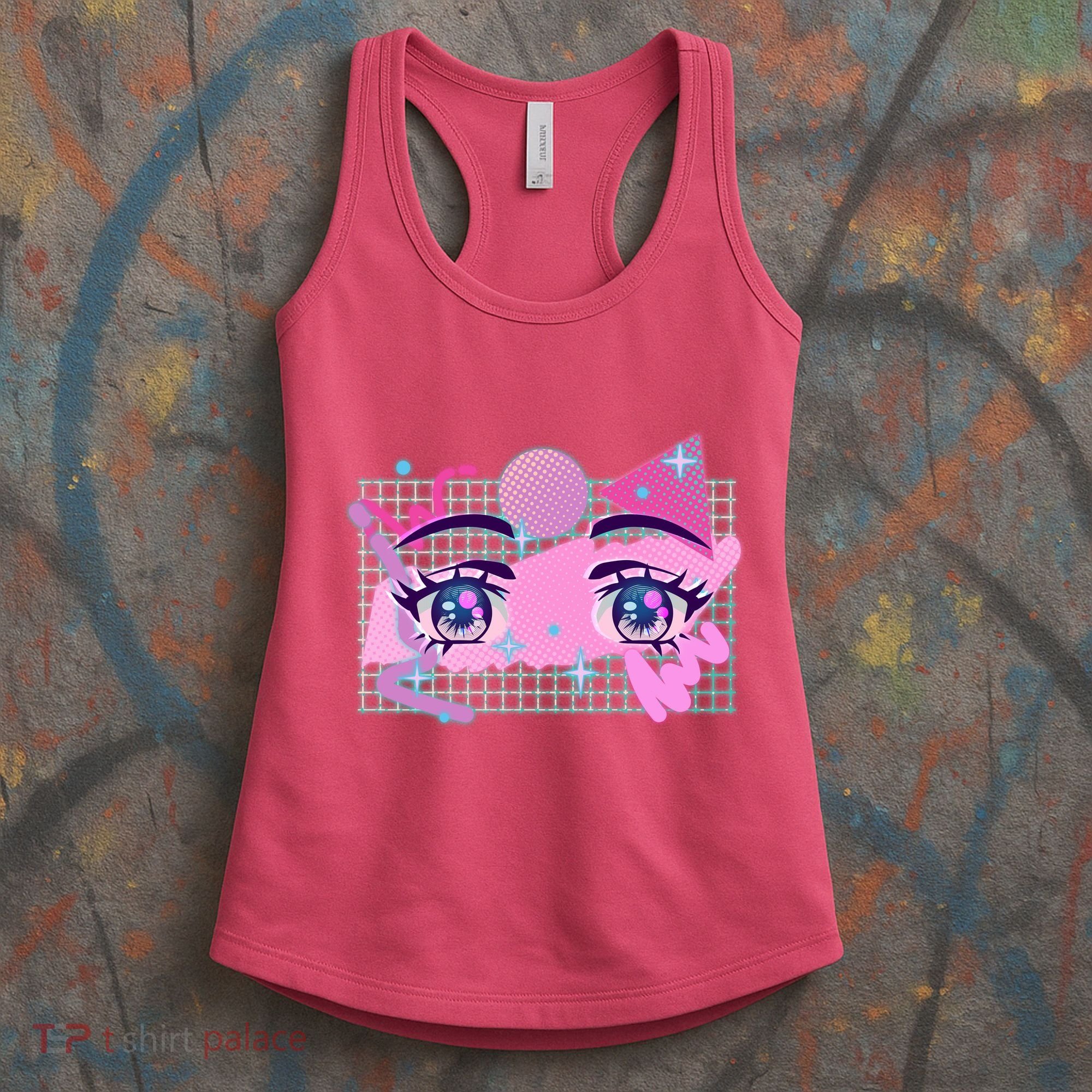 Retro Eighties 80's Pop Art Kawaii Anime Eyes Women's Tank Top