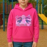 Retro Eighties 80's Pop Art Kawaii Anime Eyes Kids Hoodie thumb 2