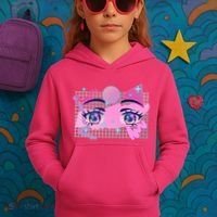 Retro Eighties 80's Pop Art Kawaii Anime Eyes Kids Hoodie thumb 3