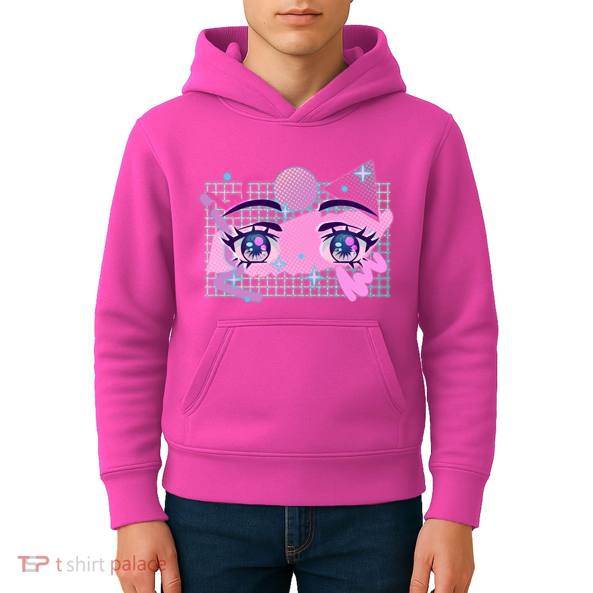 Retro Eighties 80's Pop Art Kawaii Anime Eyes Kids Hoodie
