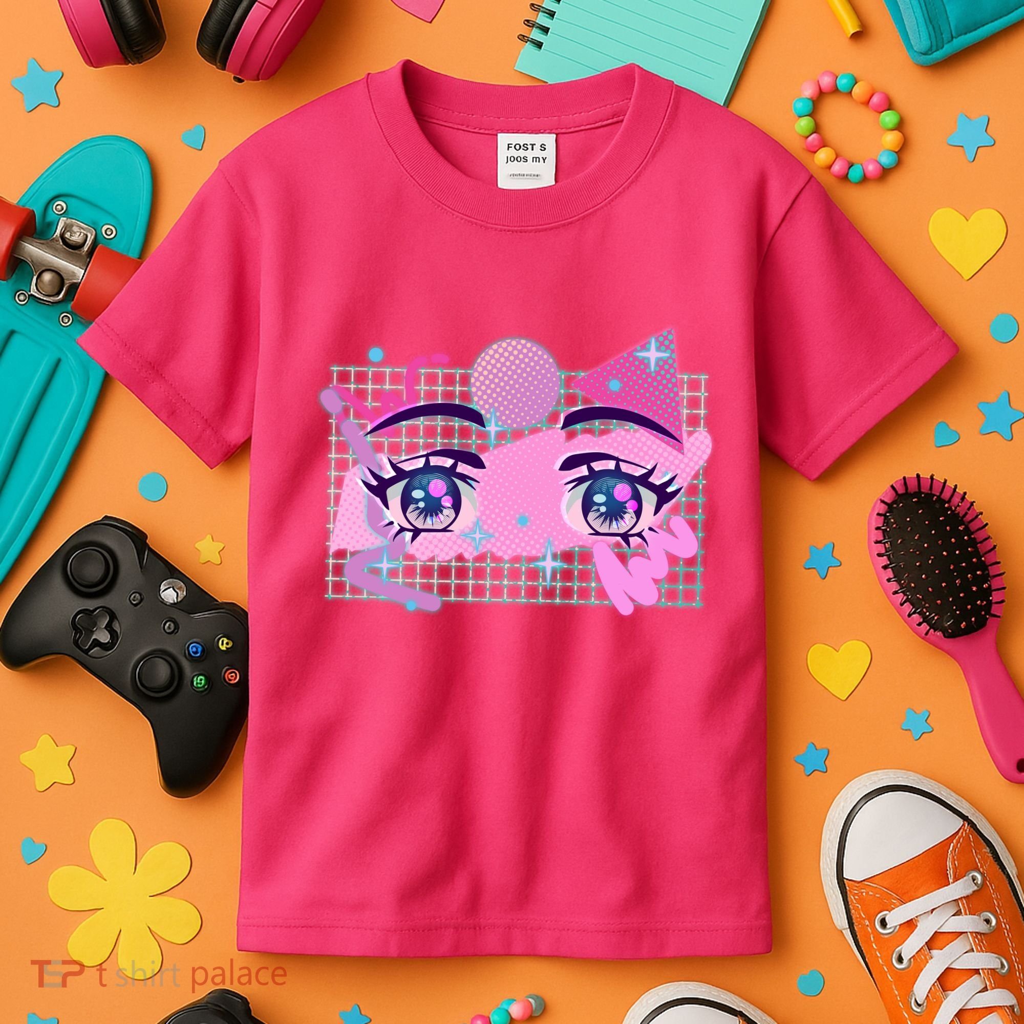 Retro Eighties 80's Pop Art Kawaii Anime Eyes Kids T-Shirt