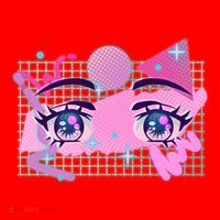 Retro Eighties 80's Pop Art Kawaii Anime Eyes Santa Hat thumb 1