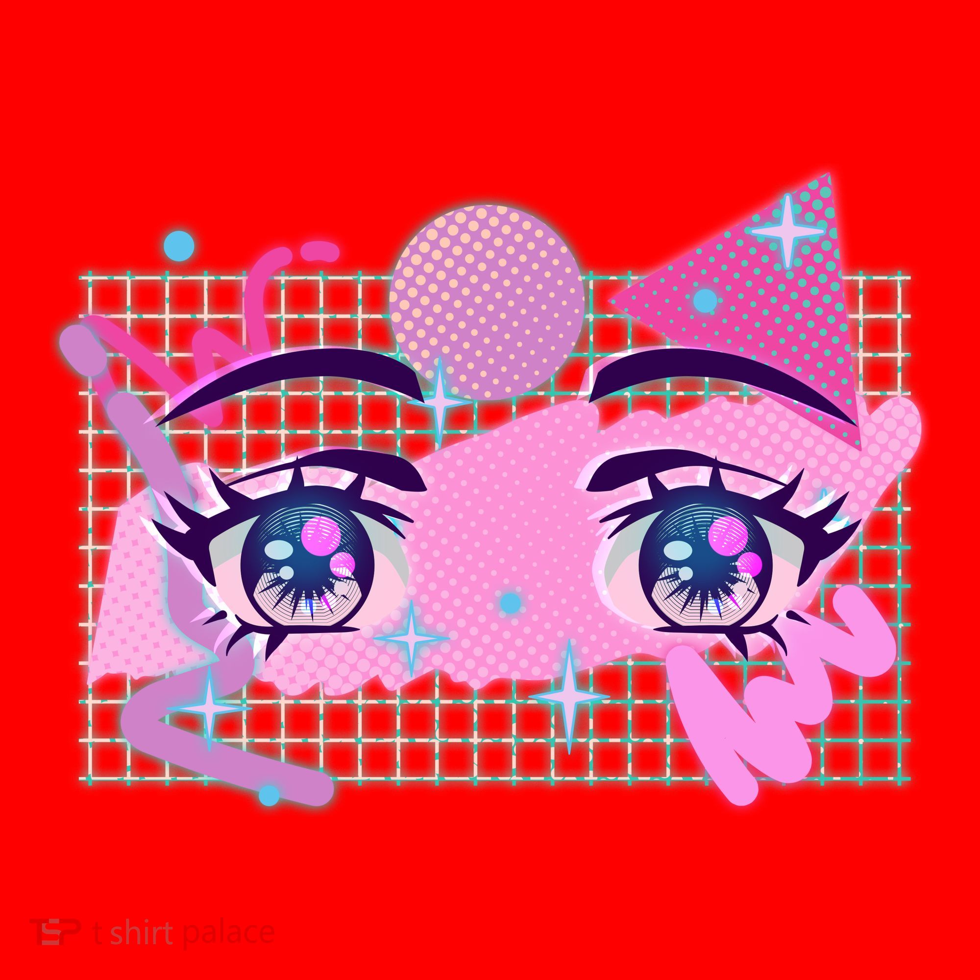 Retro Eighties 80's Pop Art Kawaii Anime Eyes Santa Hat