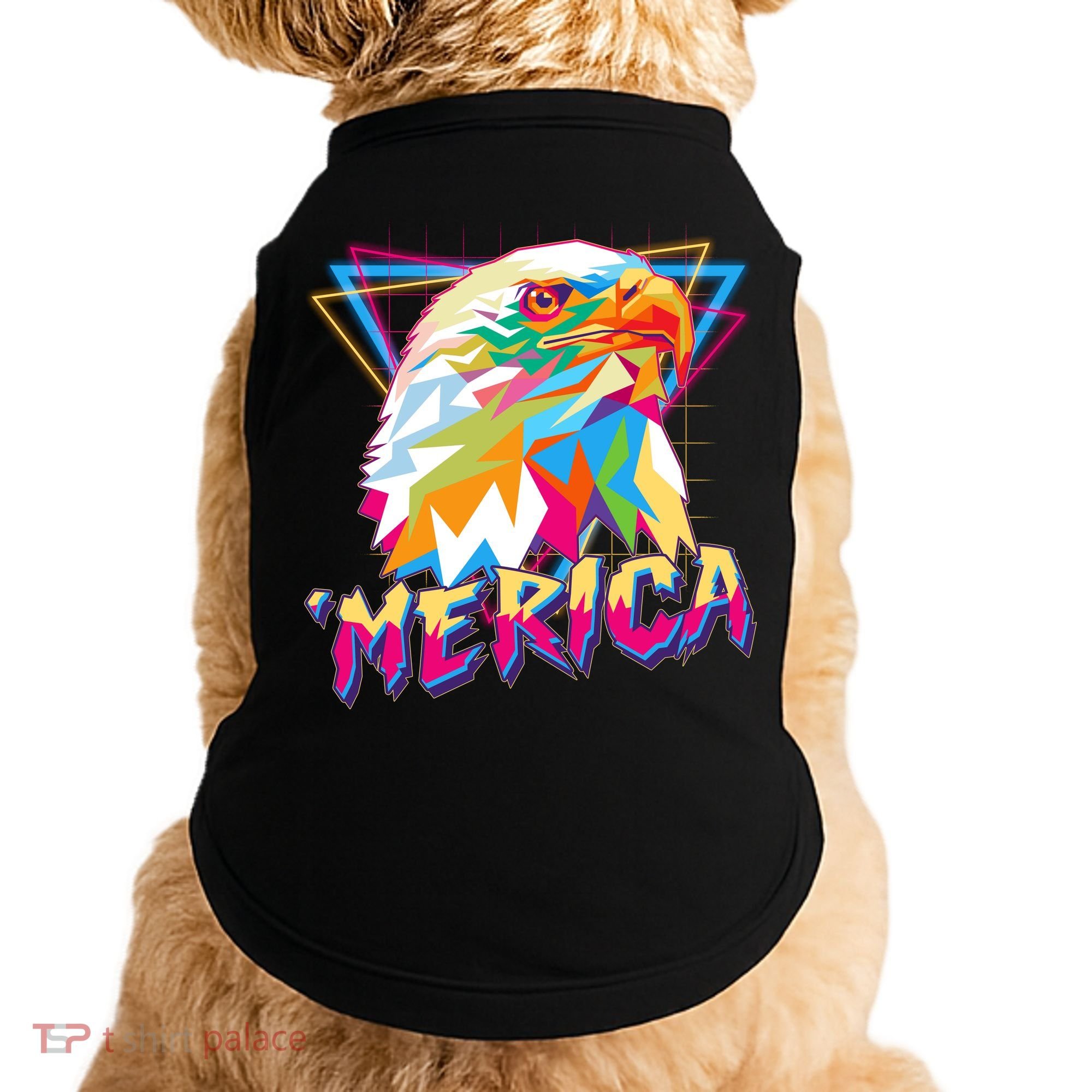 Retro Eighties 80's Merica Polygon Eagle Head Doggie Tank