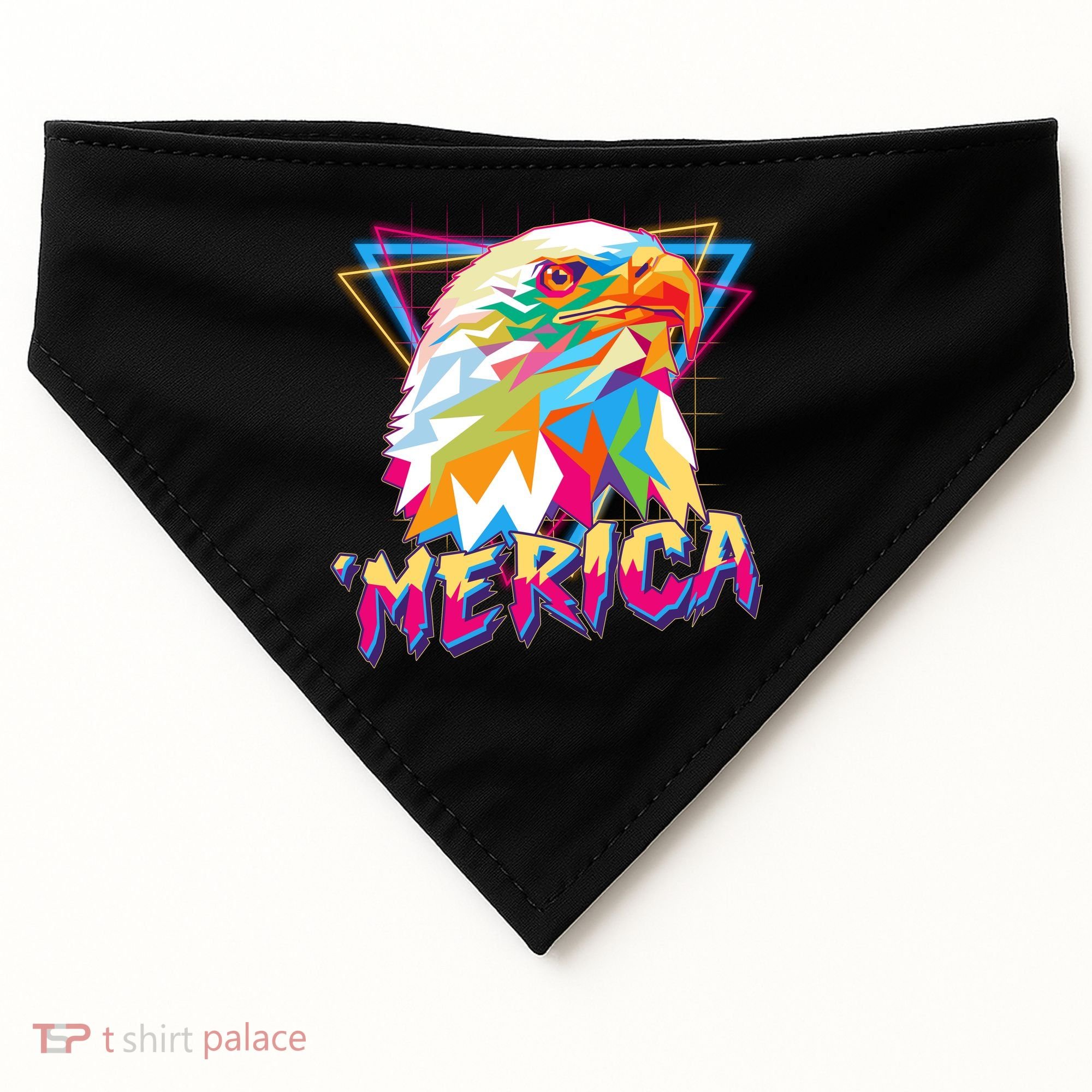 Retro Eighties 80's Merica Polygon Eagle Head USA-Made Doggie Bandana