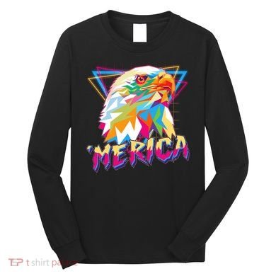 Retro Eighties 80's Merica Polygon Eagle Head Long Sleeve Shirt