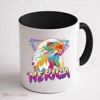 Retro Eighties 80's Merica Polygon Eagle Head Coffee Mug thumb 1