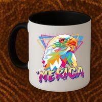 Retro Eighties 80's Merica Polygon Eagle Head Coffee Mug thumb 2