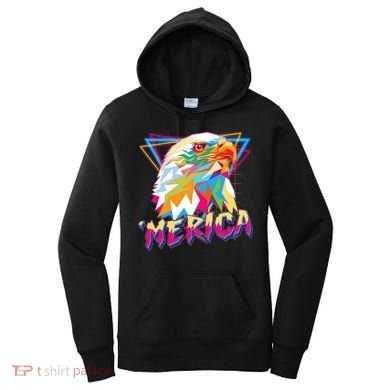 Retro Eighties 80's Merica Polygon Eagle Head Women's Hoodie