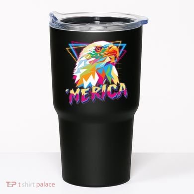 Retro Eighties 80's Merica Polygon Eagle Head Tumbler
