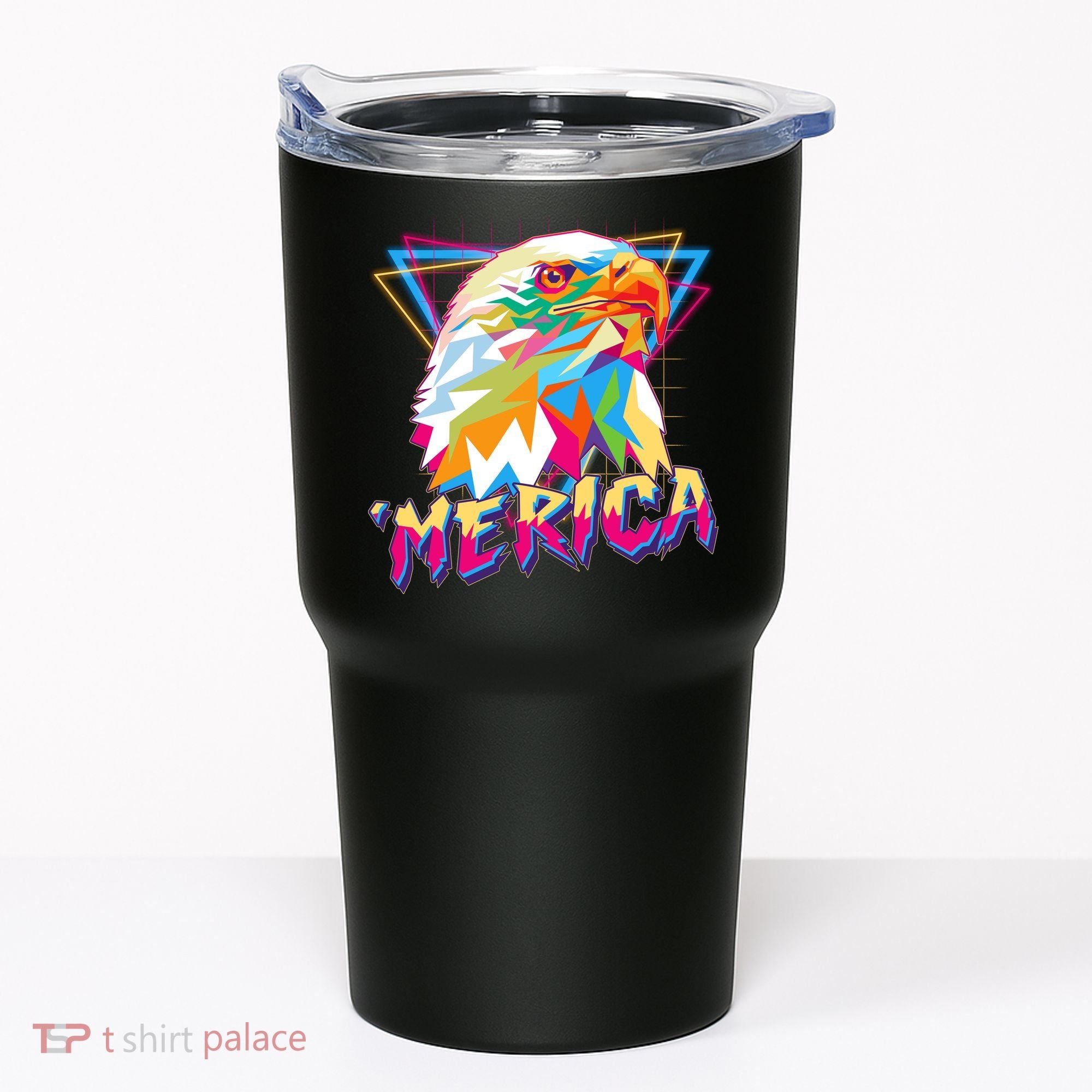 Retro Eighties 80's Merica Polygon Eagle Head Tumbler