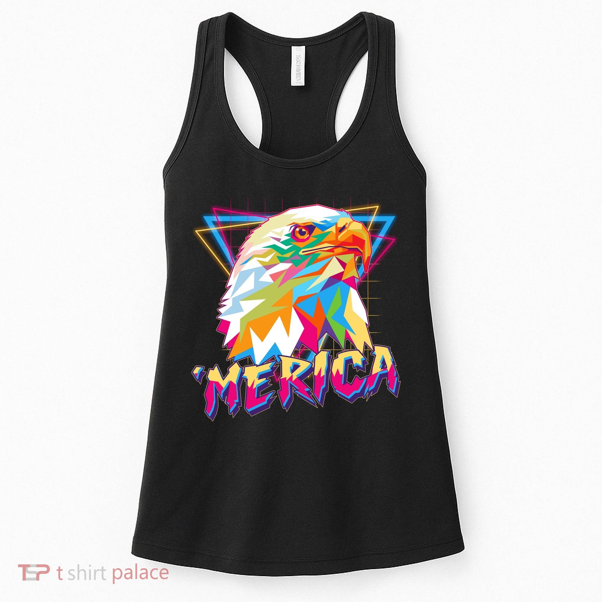 Retro Eighties 80's Merica Polygon Eagle Head Women's Tank Top