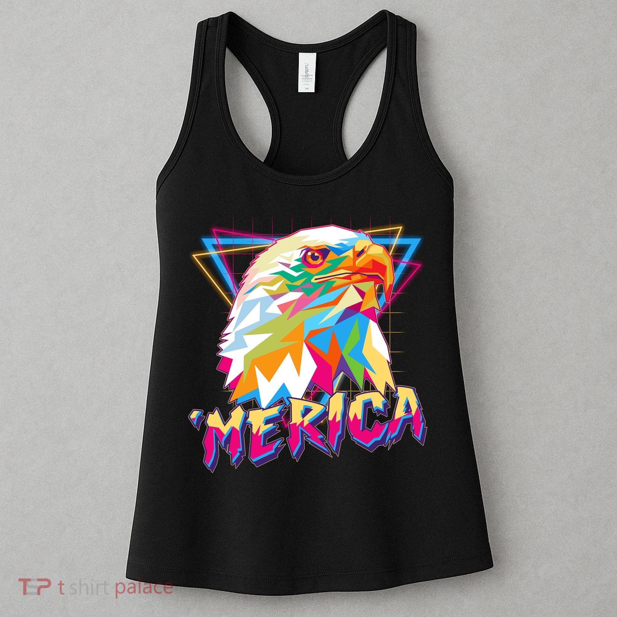 Retro Eighties 80's Merica Polygon Eagle Head Women's Tank Top