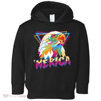 Retro Eighties 80's Merica Polygon Eagle Head Toddler Hoodie