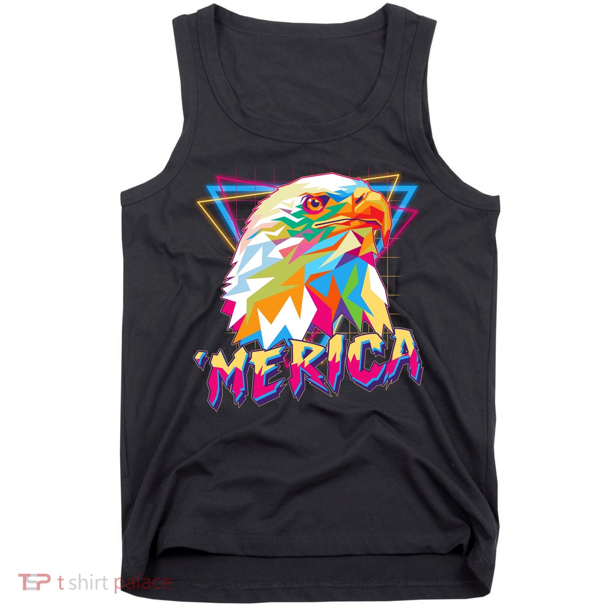 Retro Eighties 80's Merica Polygon Eagle Head Tank Top