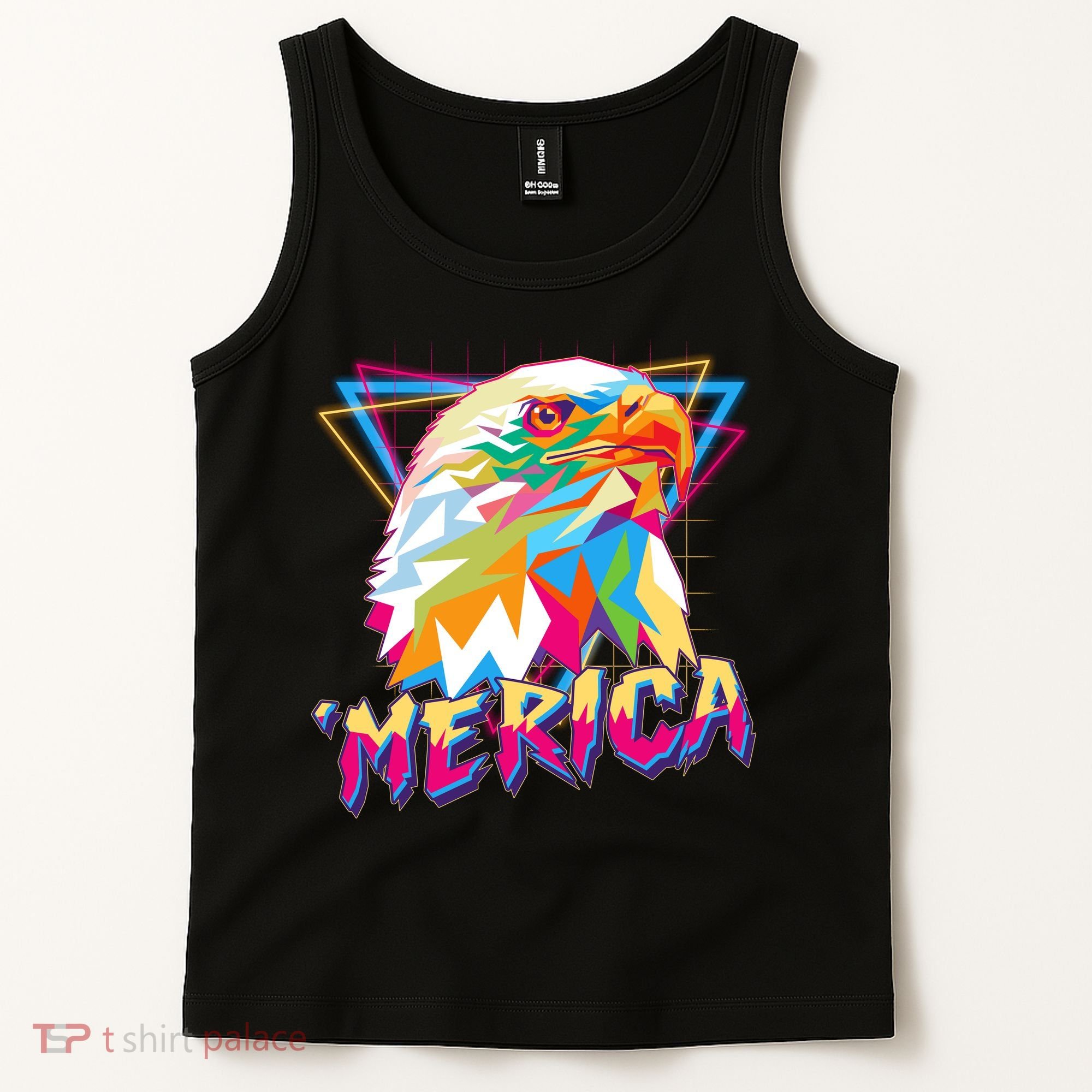 Retro Eighties 80's Merica Polygon Eagle Head Tank Top