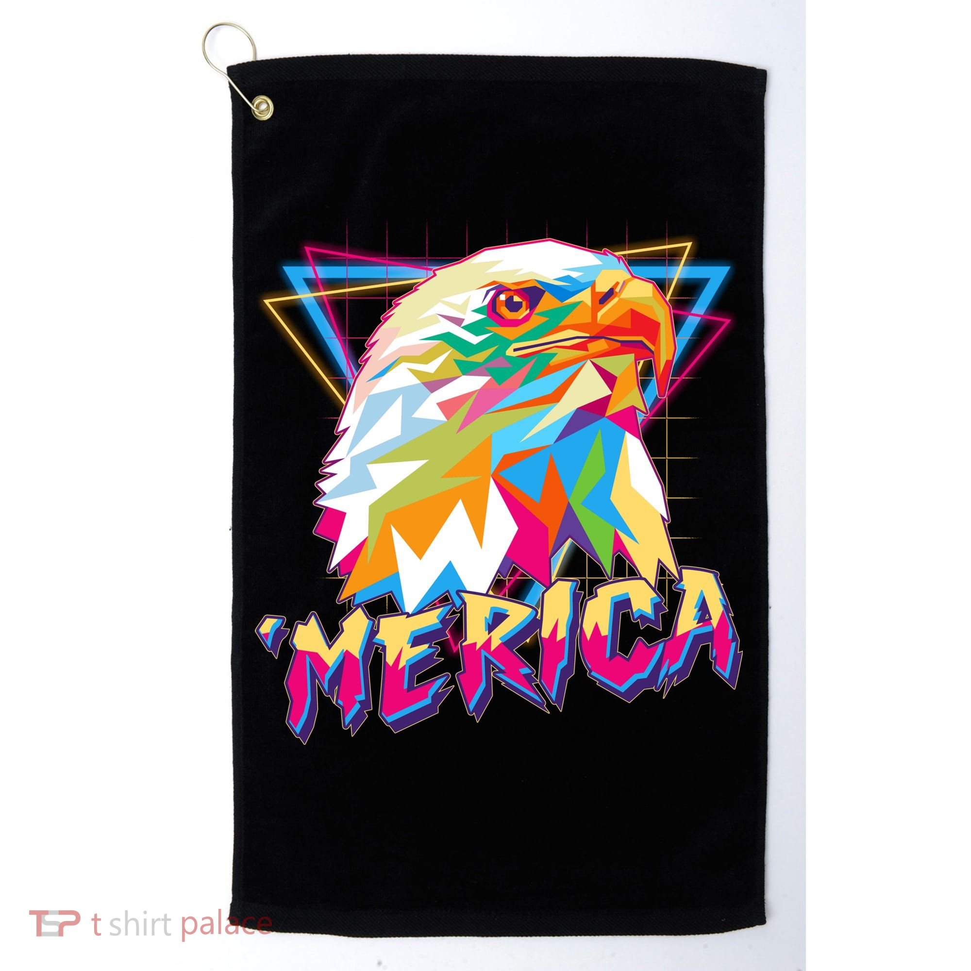 Retro Eighties 80's Merica Polygon Eagle Head Golf Towel