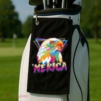 Retro Eighties 80's Merica Polygon Eagle Head Golf Towel thumb 2