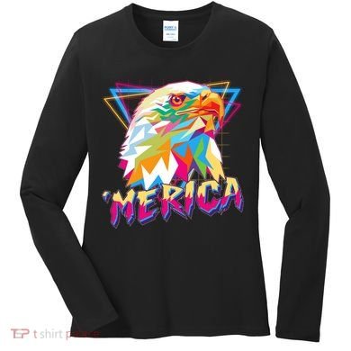Retro Eighties 80's Merica Polygon Eagle Head Women's Long Sleeve Shirt