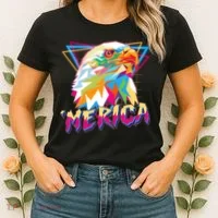 Retro Eighties 80's Merica Polygon Eagle Head Women's T-Shirt thumb 2