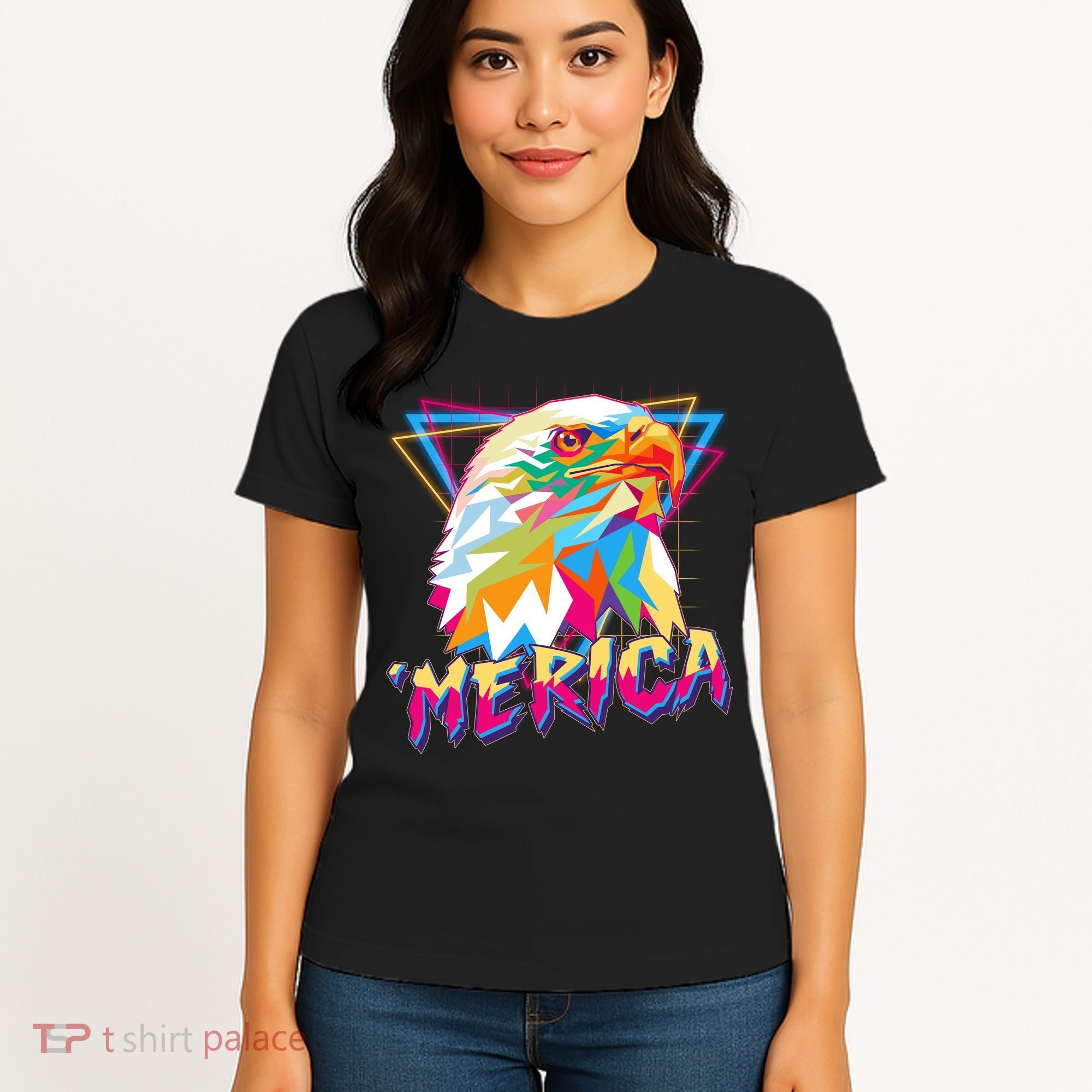 Retro Eighties 80's Merica Polygon Eagle Head Women's T-Shirt