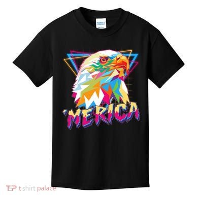 Retro Eighties 80's Merica Polygon Eagle Head Kids T-Shirt