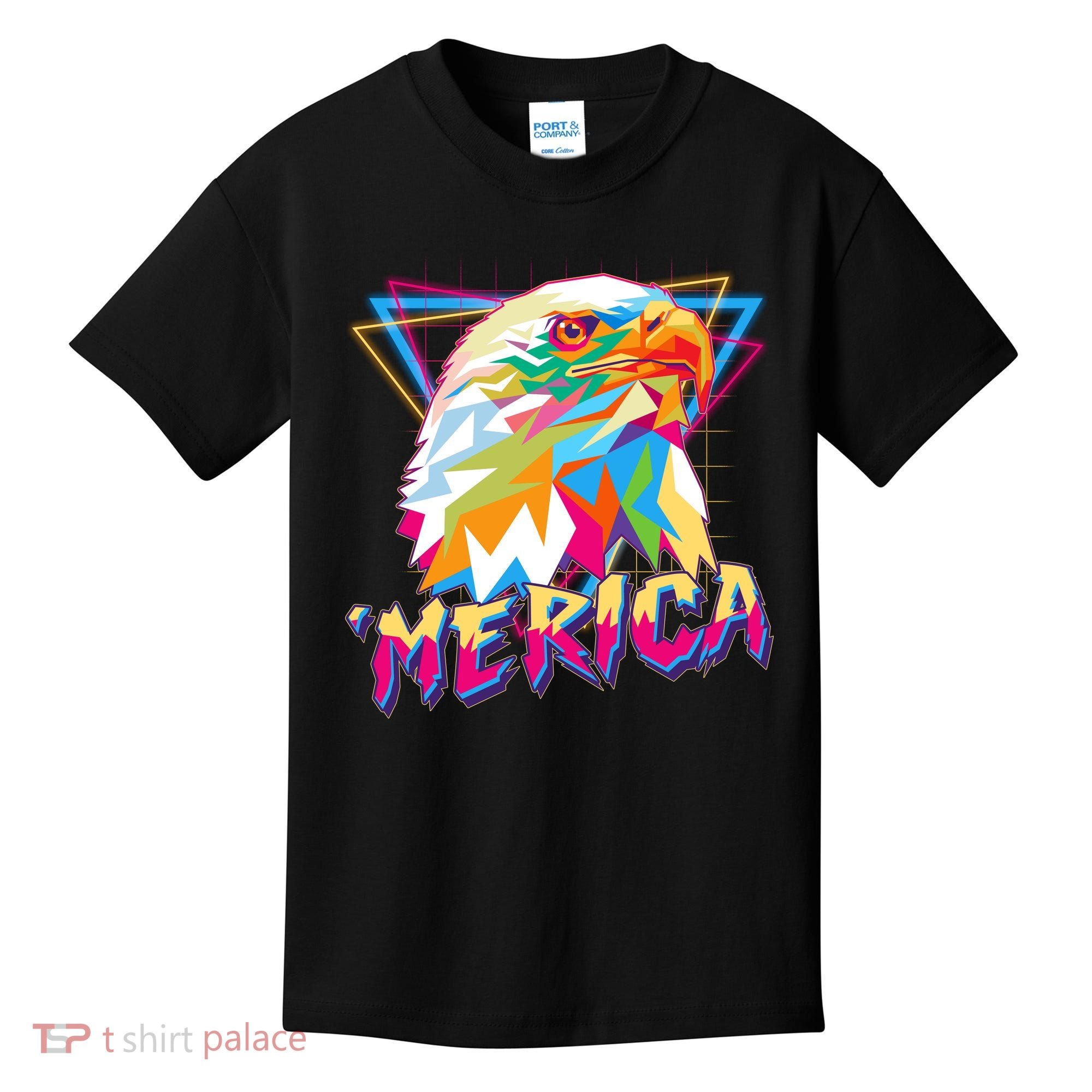 Retro Eighties 80's Merica Polygon Eagle Head Kids T-Shirt
