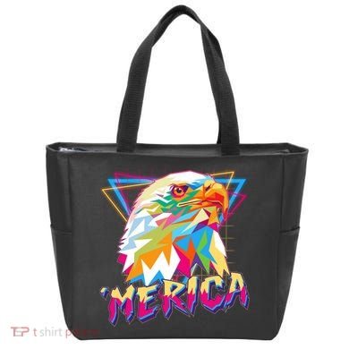 Retro Eighties 80's Merica Polygon Eagle Head Tote Bag