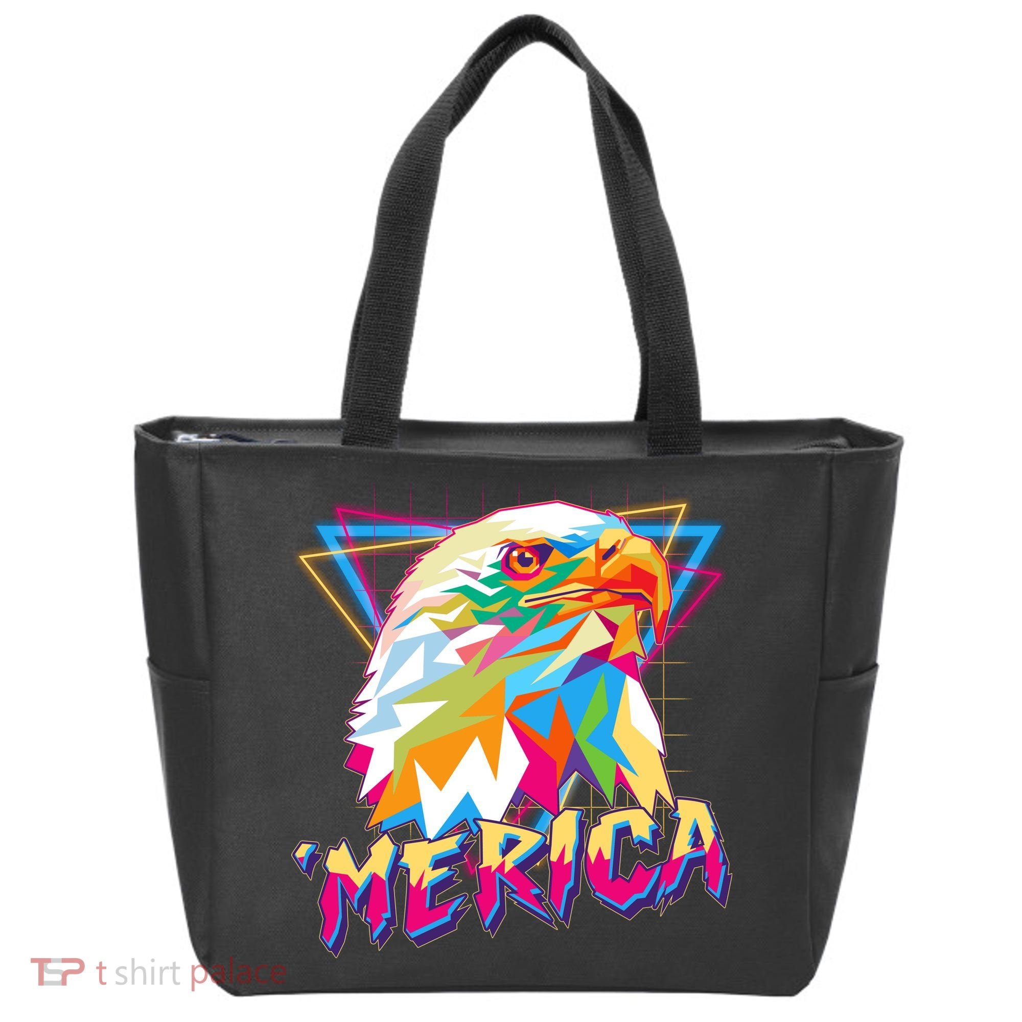 Retro Eighties 80's Merica Polygon Eagle Head Tote Bag