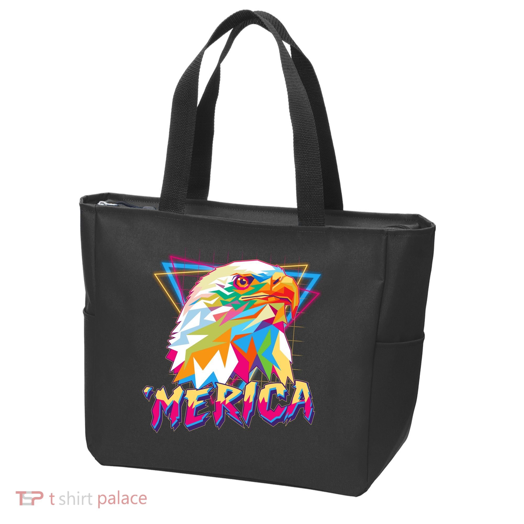 Retro Eighties 80's Merica Polygon Eagle Head Tote Bag