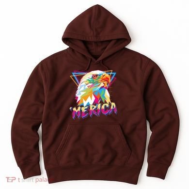 Retro Eighties 80's Merica Polygon Eagle Head Hoodie